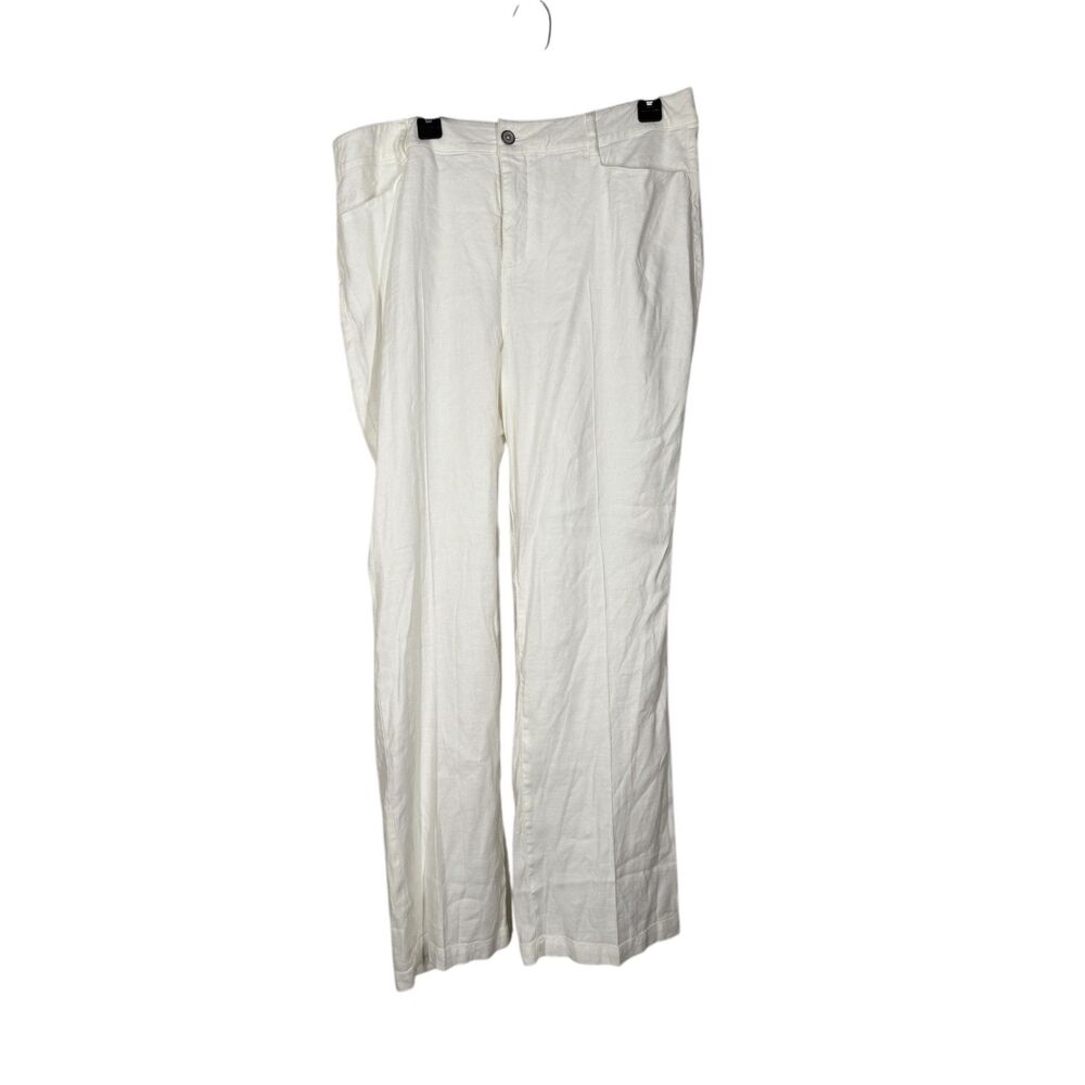 NYDJ Womens The Trouser White Pants Sz 16 Lift Tuck Technology Linen Blend